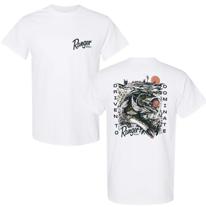 Ranger Boats Graphic Fishing T-Shirt, Outdoor Adventure Tee, Soft Cotton Blend Shirt, Driven to Dominate Apparel for Men & Women, Perfect Gift for Anglers
