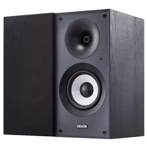 fathersdaygift VEVOR Powered Bookshelf Speakers, 25Wx 2, Active Studio Monitor Speaker with 5.5 Inch Woofer, Bluetooth/RCA/Coaxial/Optical/USB/Subwoofer Connection, Wooden Enclosure, for Record Player Turntable PC