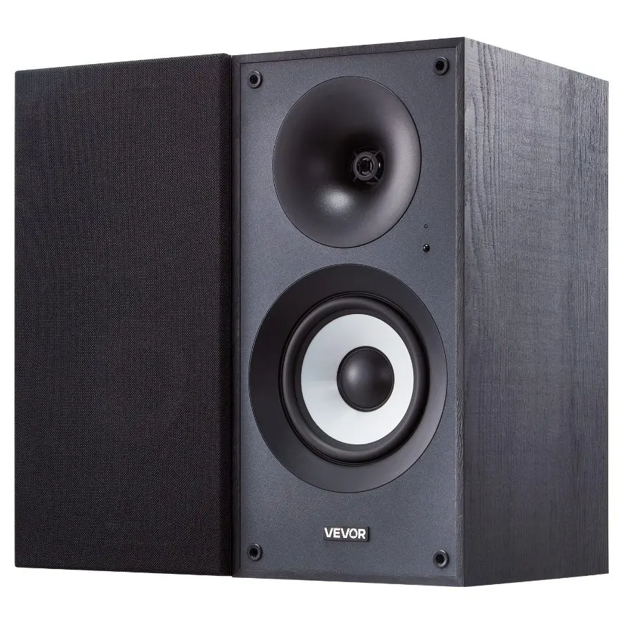 VEVOR Powered Bookshelf Speakers, 25Wx 2, Active Studio Monitor Speaker with 5.5 Inch Woofer, Bluetooth/RCA/Coaxial/Optical/USB/Subwoofer Connection, Wooden Enclosure, for Record Player Turntable PC