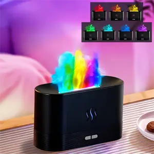 Flame Essential Oil Diffuser, Upgrade 7 Colour Lights Aromatherapy Diffuser, Super Quiet Air Humidifier, Electric Aroma Diffuser, Waterless Auto-Off for Home Office Room