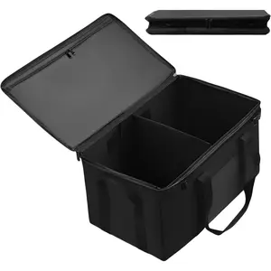 45L Camping Organizer, 1680D Heavy Duty Waterproof Camping Storage for Camping Cooking Utensils and Camping Cookware, with Hard Bottom, Camping Bag with Zippered Lid for RV, Hiking