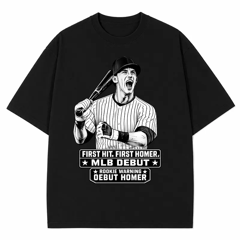 Debut – Rookie’s First Hit First Homer Graphic T-Shirt, Historic Baseball Breakout Tee