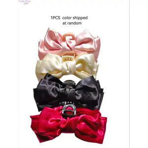 2026 Large Satin Bow Claw Clip, Elegant Fabric Jaw Clip with Strong Hold, Random Color Hair Accessory for Women, Sweet Style for Daily Wear & Spring-Summer Outfits