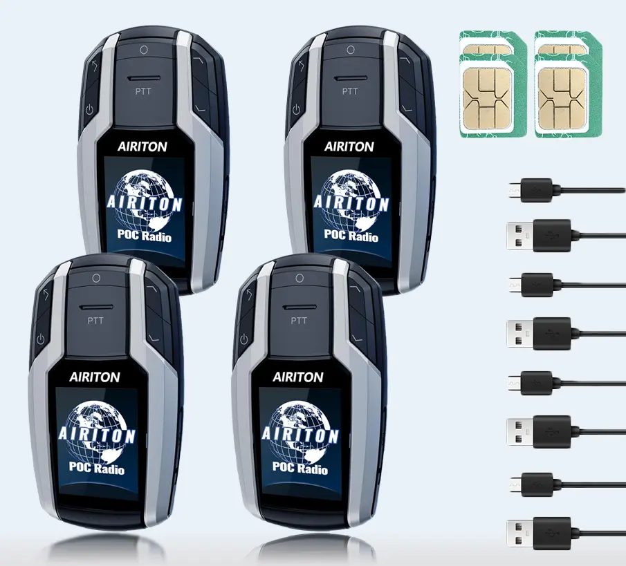 AIRITON 4 Pack Global Walkie Talkies Unlimited Range Poc Radio 5000 Miles Rugged Handheld Two Way Radio For  Cruise Ship Camping