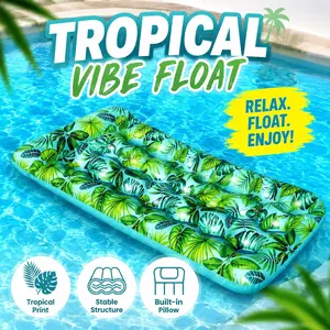 Leaf Print 21-Hole Inflatable Water Lounger, Adult Foldable Hammock, Beach Float Bed, Inflatable Toy, Comfortable and Durable Design