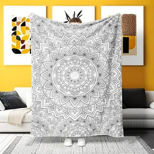 "A Stunning Black & White Mandala Flannel Blanket – Ultra-soft for Home, Camping & Office! Ideal for art & mindfulness lovers seeking calming, intricate decor with a symmetrical mandala twist and cozy, versatile functionality."