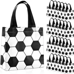 12/24Pcs Soccer Gift Bags With Handles Bulk Sport Theme Treat Candy Bags Soccer Team Present Non Woven Goodie Snack Favor Bag for Sport Boys Birthday Party Favor Baby Shower Decorations Supplies