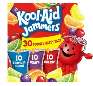 Kool-Aid Jammers Tropical Punch, Grape & Cherry Flavored 0% Juice Drink Variety Pack, 30 ct Box, 6 fl oz Pouches