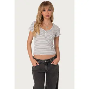 Kady Striped Henley T Shirt