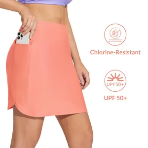 baleaf Women's 2025 17" Swim Skirt High Waisted Tankini Bottoms Modest Bathing Suit Skirt Tummy Control Swim Bottoms Swimming Activewear