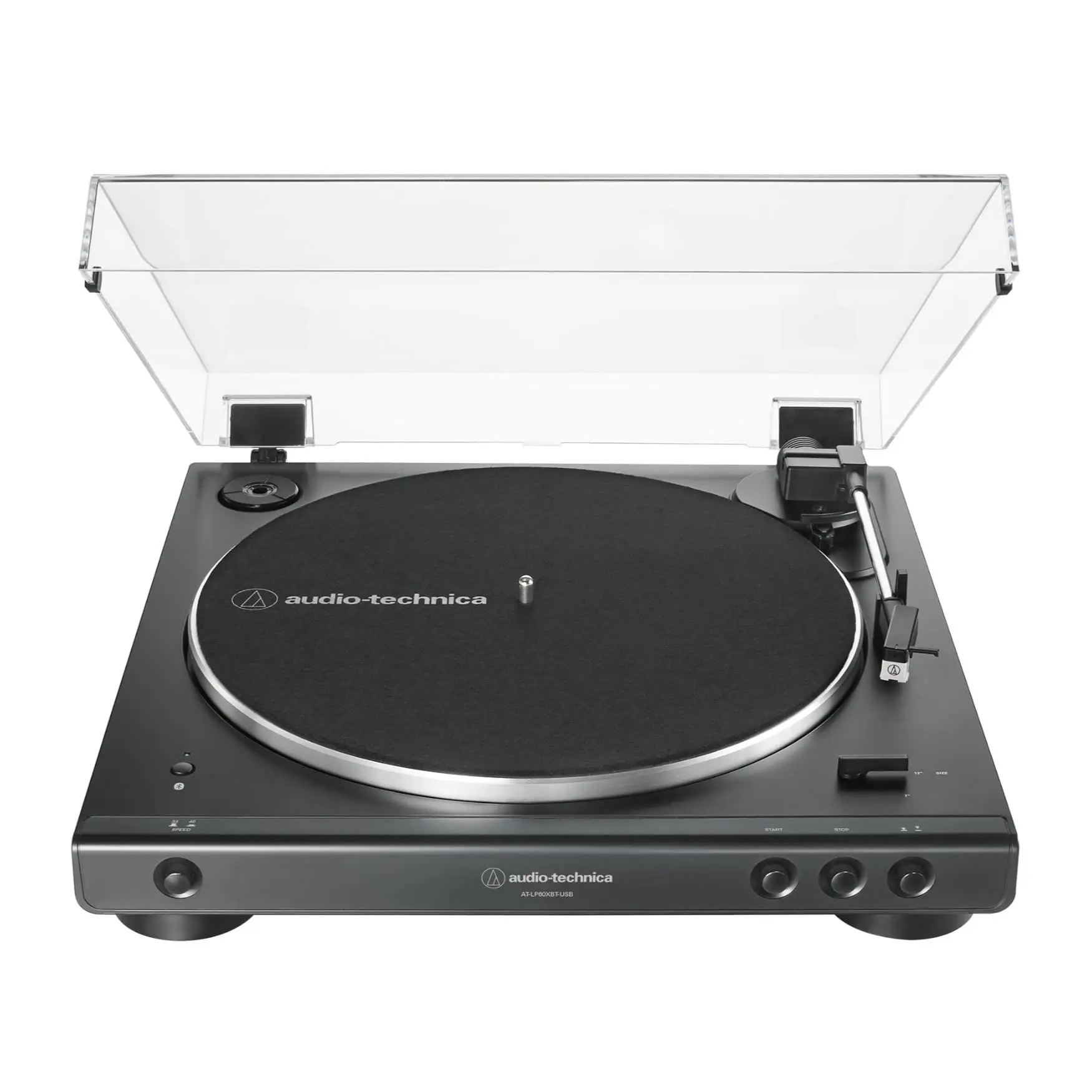 Audio-Technica AT-LP60XBT-USB-BK Fully Automatic Belt-Drive Stereo Turntable for Collectibles & Vinyl Enthusiasts, Bluetooth, USB Cable, AC Adapter, Platter (with Drive Belt), 2 Speeds: 33-1/3 and 45 RPM, 45 RPM Adapter