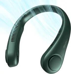 Jisulife Portable Neck Fan Hands Free Bladeless Fan 4000mAh Battery Operated Wearable Personal Fan Rechargeable 3 Speeds Gifts for Women Men Green USB