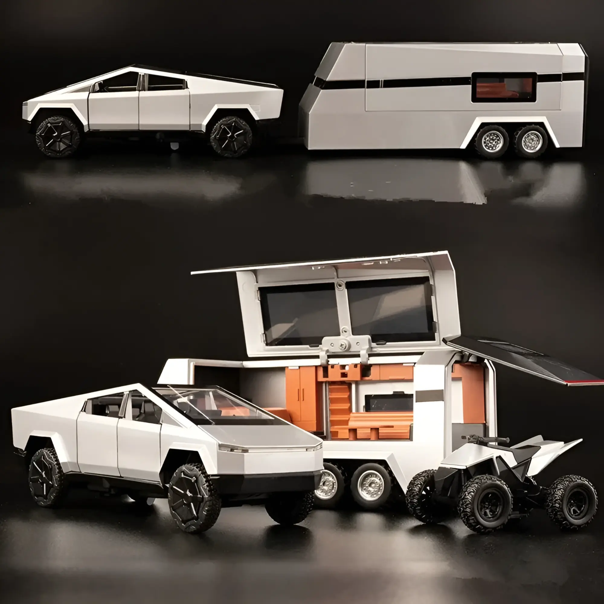 1/32 Tesla Cybertruck Pickup Alloy Diecast Model - Off-Road Vehicle with Sound & Light, Suitcase Included, Kids Toys & Collector’s Gift