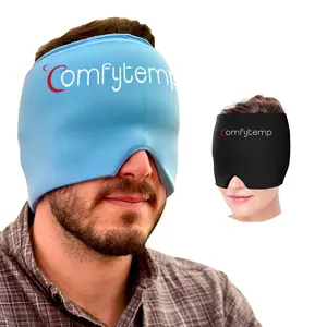 Comfytemp Migraine Head relief Cap, Wearable and Reusable Cold Pack Care Cap, Cold & Hot Eye Mask for migraines, tension and stress relief. Perfect for Home Breaks, Before Sleep, or Office Use, Blue & Black,