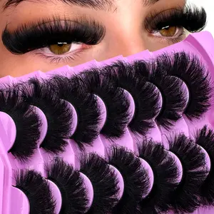 UMIRYAO 7 Pairs 9D 25mm Fluffy Faux Mink Eyelashes, Thick & Charming, Create Cat Eye Makeup, Curly & Voluminous Effect, Reusable Faux Mink Lashes