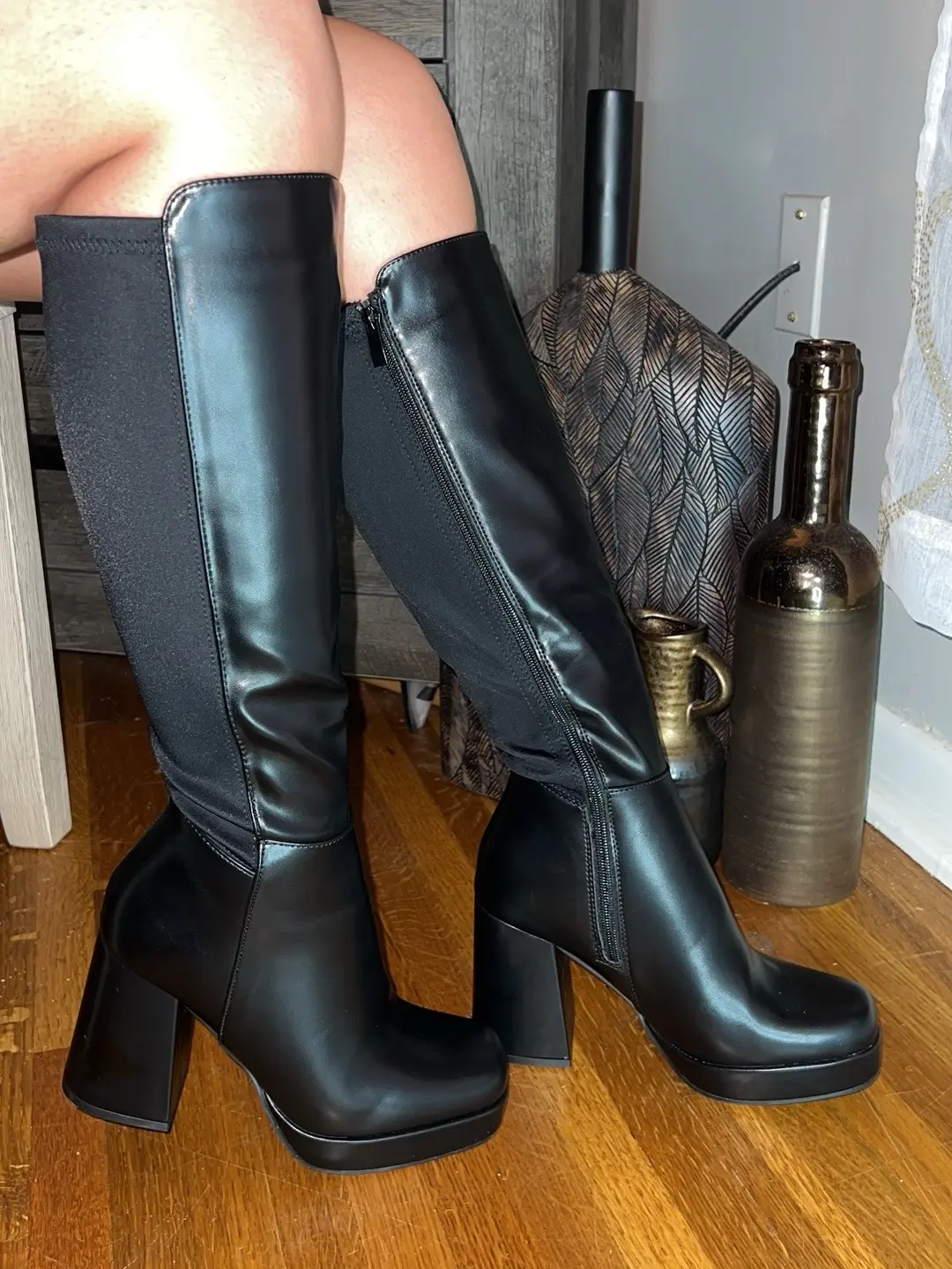 Gatubela - Stretch Back Panel Platform Boots Gatubela - Stretch Back Panel Platform Boots