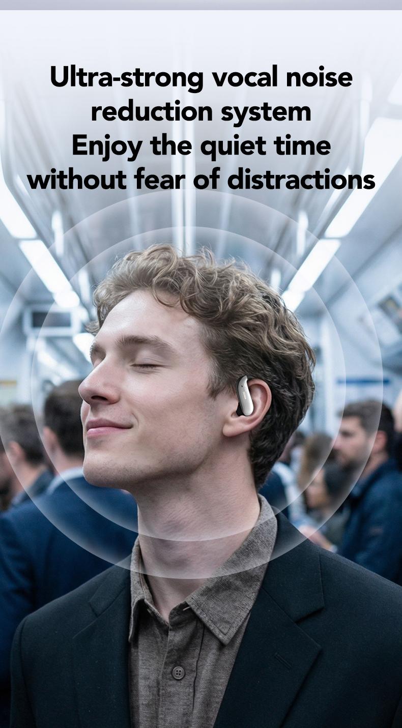 MINISO MS218 Open Ear Bluetooth Headphones, Translator Earbuds with 134 Languages, Active Noise Cancelling, 3D Spatial Audio, Comfortable Titanium Alloy Earhooks for Work, Travel, Sports