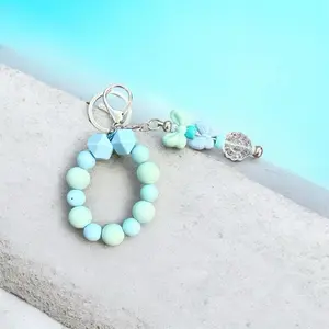 Handmade Beaded Keychain with Soft Silicone & Plastic Accents Durable Loop Secure Clasp Lightweight Trendy Accessory Perfect Gift