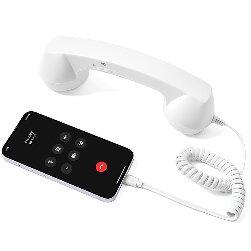 2026 New Retro Phone Handset for iPhone Type-C Wired Handset Landline Handle Receiver Ergonomic Design for Video Conferences Calls Meetings
