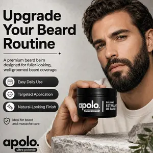 Apolo Ultra Potente Minoxidil Beard Growth Cream, Advanced Beard Revitalizing Blend, Relieve Severe Patchy Beard Alopecia, Boost Healthy Beard Growth in Thin Empty Zones
