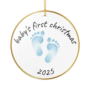 Ceramic Ornament, Baby's First Christmas 2025, Personalized Holiday Keepsake, Xmas Tree Decoration, Newborn Gift, Customized Ceramic Bauble