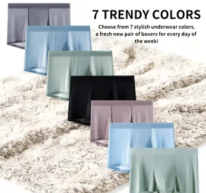 7-Pack Men’s Ultra-Thin Ice Silk Cooling Boxer Briefs – Seamless Quick-Dry Breathable Underwear, Lightweight Moisture-Wicking Modal Trunks for Summer, Workout, Gym, Everyday Comfort Silk Men's Boxer Briefs