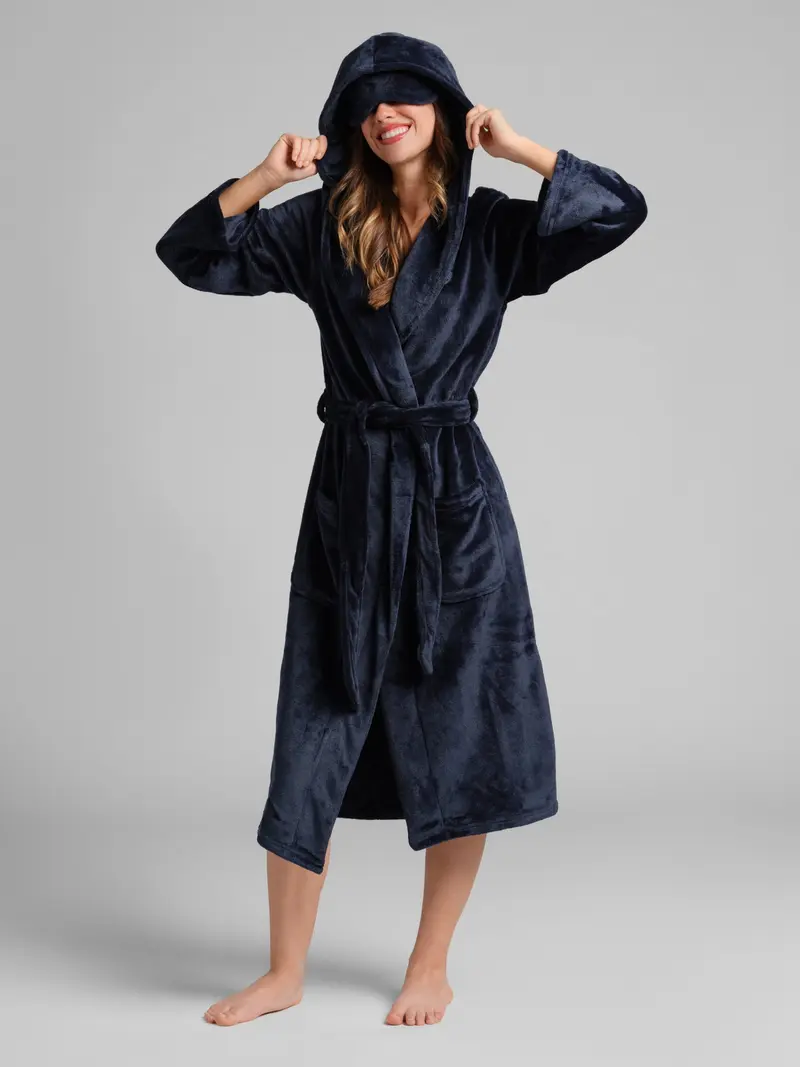 Comfrt | Do Not Disturb Dreamday Plush Robe | Ultra-Soft Hooded Robe With Satin Eye Mask