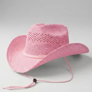 Country Pink Straw Cowgirl Hat