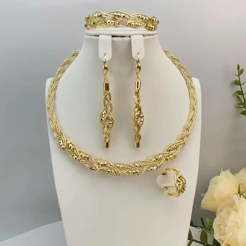 Luxury Gold Necklace & Earrings Jewelry Set for Women