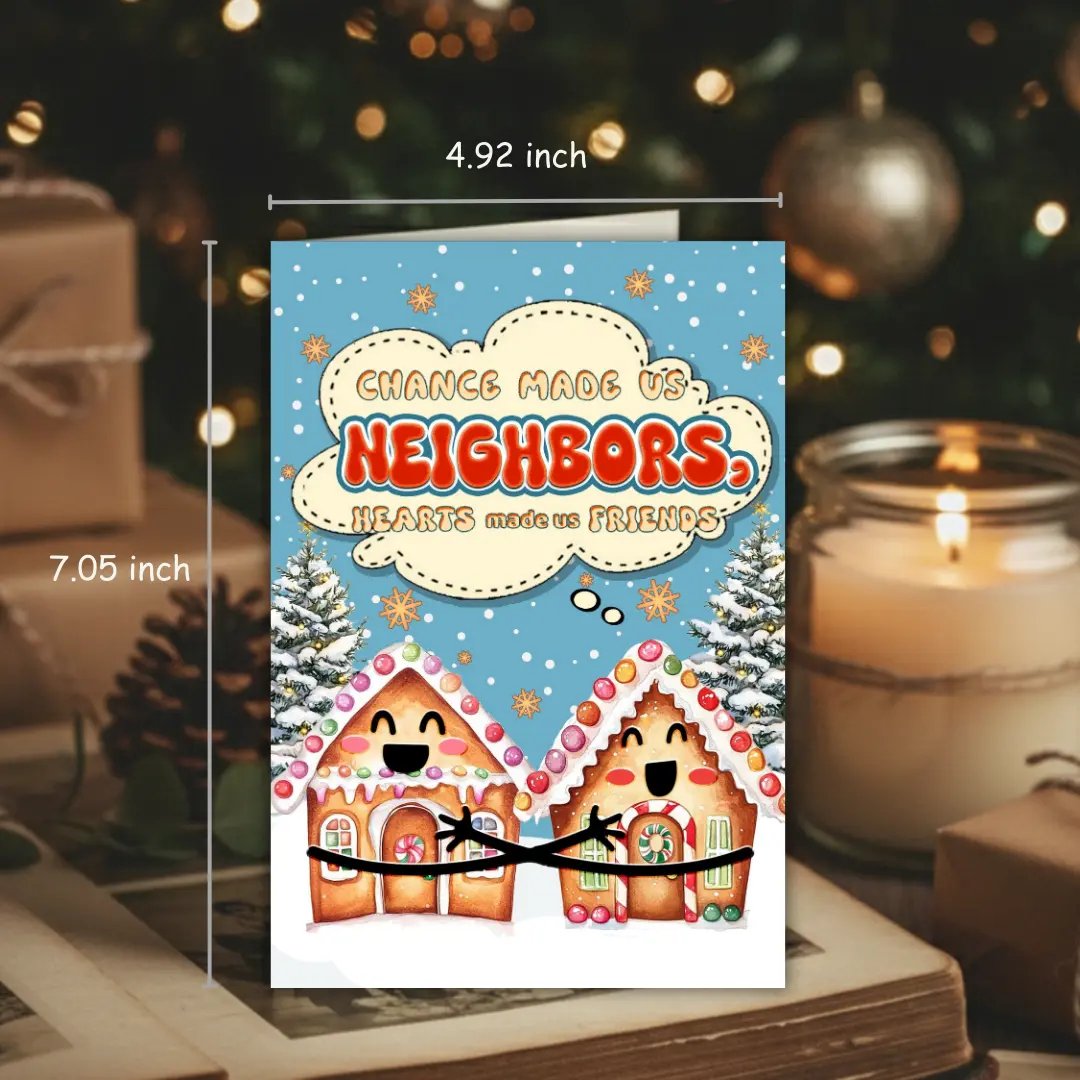 Christmas Card for Neighbor, Merry Christmas Neighbor Card, Festive Greeting Cards with Heartfelt Message, Thoughtful Xmas Cards with Envelope
