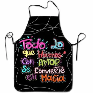 Spanish Heart Magic Print Apron, Base with Rainbow Graffiti, Kitchen Baking Work Apron, Unisex for Cooking, Cleaning, Gardening, BBQ, Novelty Cooking Aprons