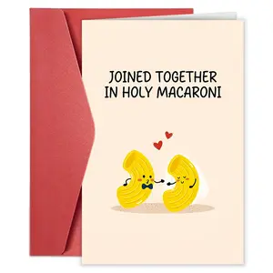 1PC Cute Pasta Engagement Card, Funny Wedding Greeting Card, Custom Message Card for Bride and Groom, New Married Couple Gift, Humorous Marriage Congratulations