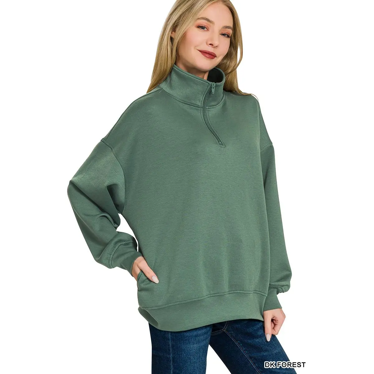 Zenana Scuba Quarter-Zip Sweatshirt