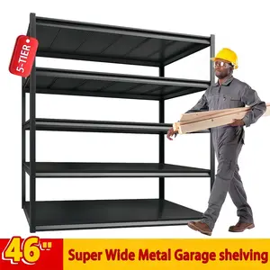 Garage Shelves 4/5-Tier Metal Storage Shelving Unit Adjustable Garage Storage Shelf for Craft Warehouse Pantry Basement Durable Steel Stand Organiser Racks [TikTokShopHolidayHaul]