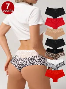 Women's Leopard Print Panty, Soft Comfy Breathable Lace Knicker for Daily Casual Wear, Underwear for All Seasons