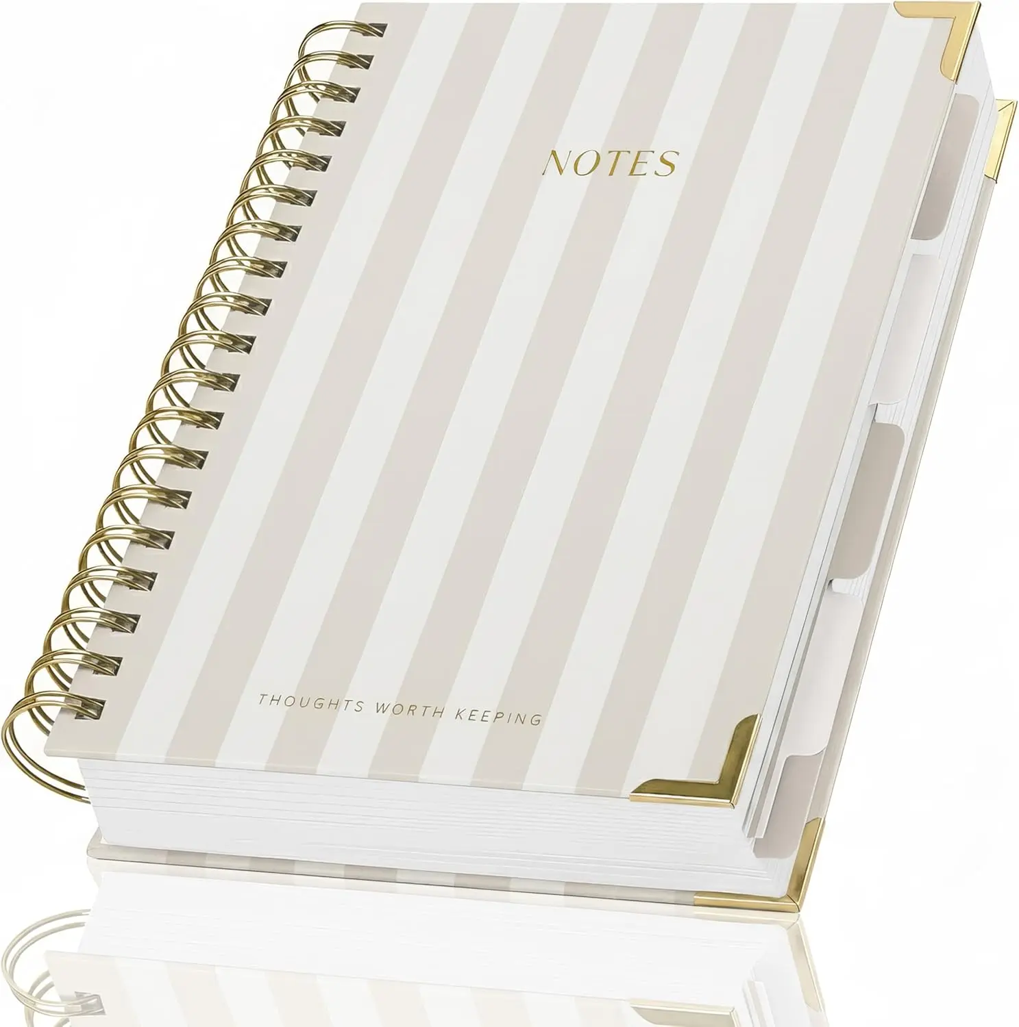 Women's Premium B5 Cute Aesthetic Notebook with Gold Foil, Thick Double-Ring Spiral Binding, Tabs, Dividers, 300 College Ruled Pages - Office Stationery for Work, School Organization & Capture Daily To-Dos