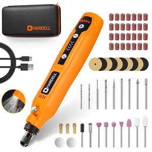 HARDELL Cordless Mini Rotary Tool Kit Mini Electric Engraving Tool DIY Crafts Set with LED Light USB Type-C Rechargeable Power Tool for Sanding Polishing Drilling Carving Grinding Rust Removal Nail Art Home Repair Creative Hobby Starter Tool Kit