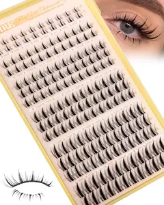 Manga Lash Clusters Wispy Lashes Clusters Natural Look Natural Eyelash Clusters Eyelash Extensions 8-16MM Fairy Individual Lashes with Bottom Lashes 6-7mm