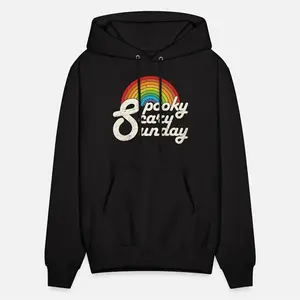 Spooky Scary Sunday Rainbow Print Mens Hoodie Loose Comfortable  Round Neck Long Sleeve Sweatshirt For All Seasons Wear