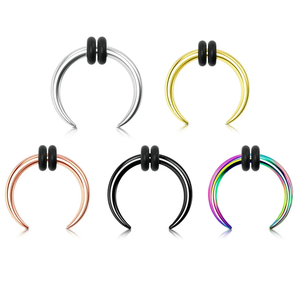 OUFER Body Jewelry 316L Stainless Steel Crescent Horseshoe Septum Ring - Hypoallergenic Pincher for Female Daily Wear, Basic Nose Ring Jewelry, 8-16 Gauge