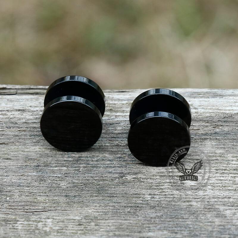 GTHIC Black Barbell Stainless Steel Screw Stud Earrings for Men Women Daily Wear Fashion Accessories