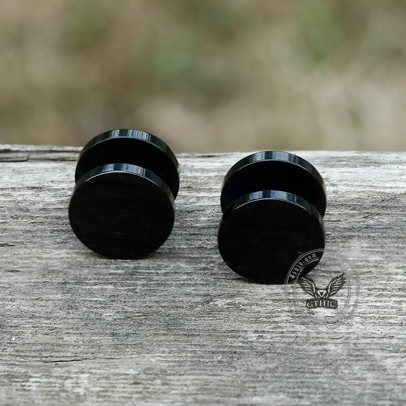 GTHIC Black Barbell Stainless Steel Screw Stud Earrings for Men Women Daily Wear Fashion Accessories