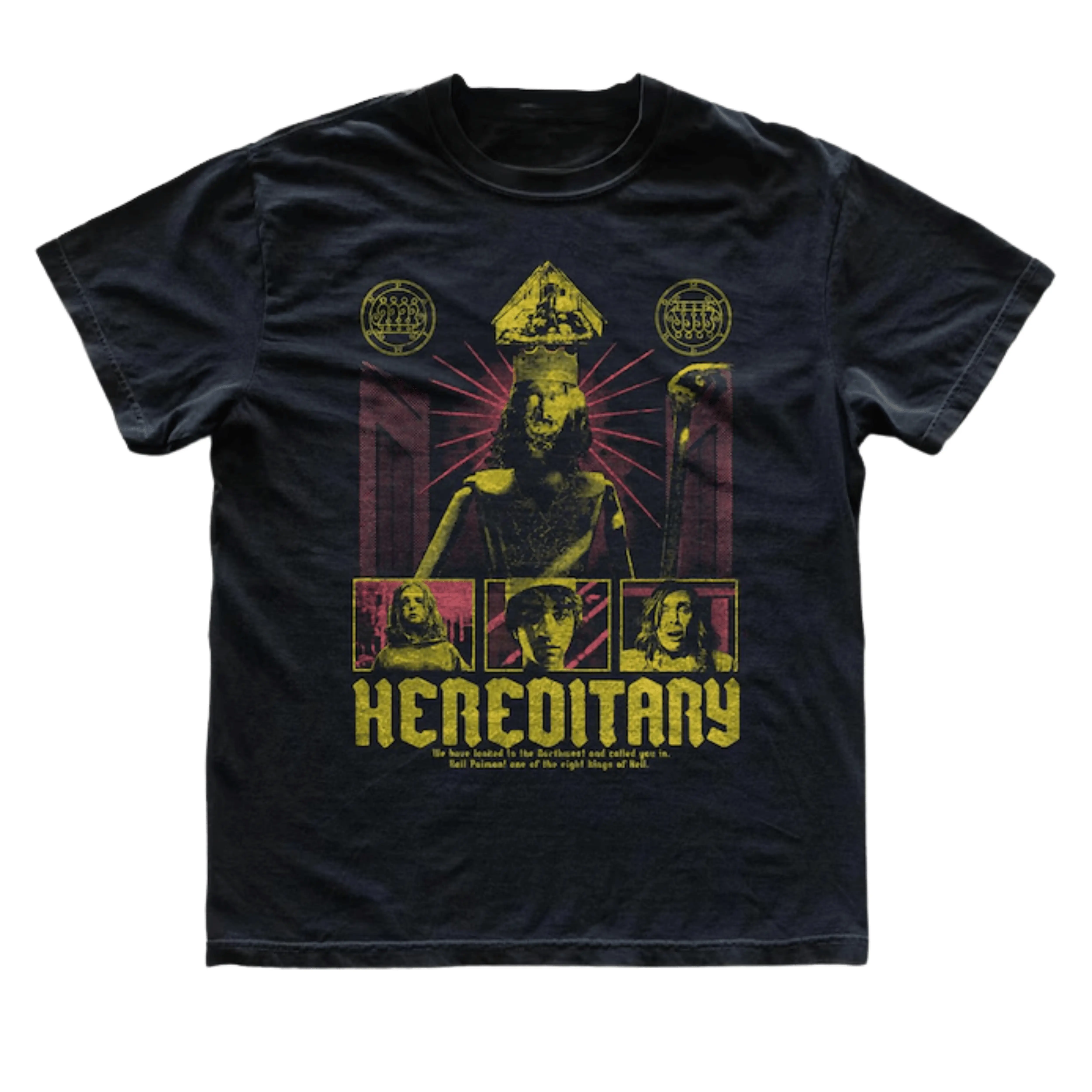 Gildan Men's and Women's T-shirt, Vintage Hereditary Graphic Tee, Ari Aster A24 Horror Shirt, Toni Collette Top, King Paimon Sigil Hail Paimon Quote, Occult Psychological Thriller Merch, Retro Bootleg Movie Tee, Gift for Horror Fans, Unisex Streetwear