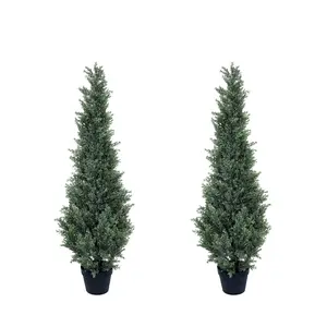 Lifelike Artificial Cedar Topiary Trees 2-Pack – Realistic Faux Pine & Cypress Shrubs for Home, Office, Patio, Garden – UV Resistant, Pre-Potted, Low Maintenance
