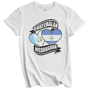 Guatemalan Nicaraguan Hearts Guatemala Nicaragua Flags T-Shirt