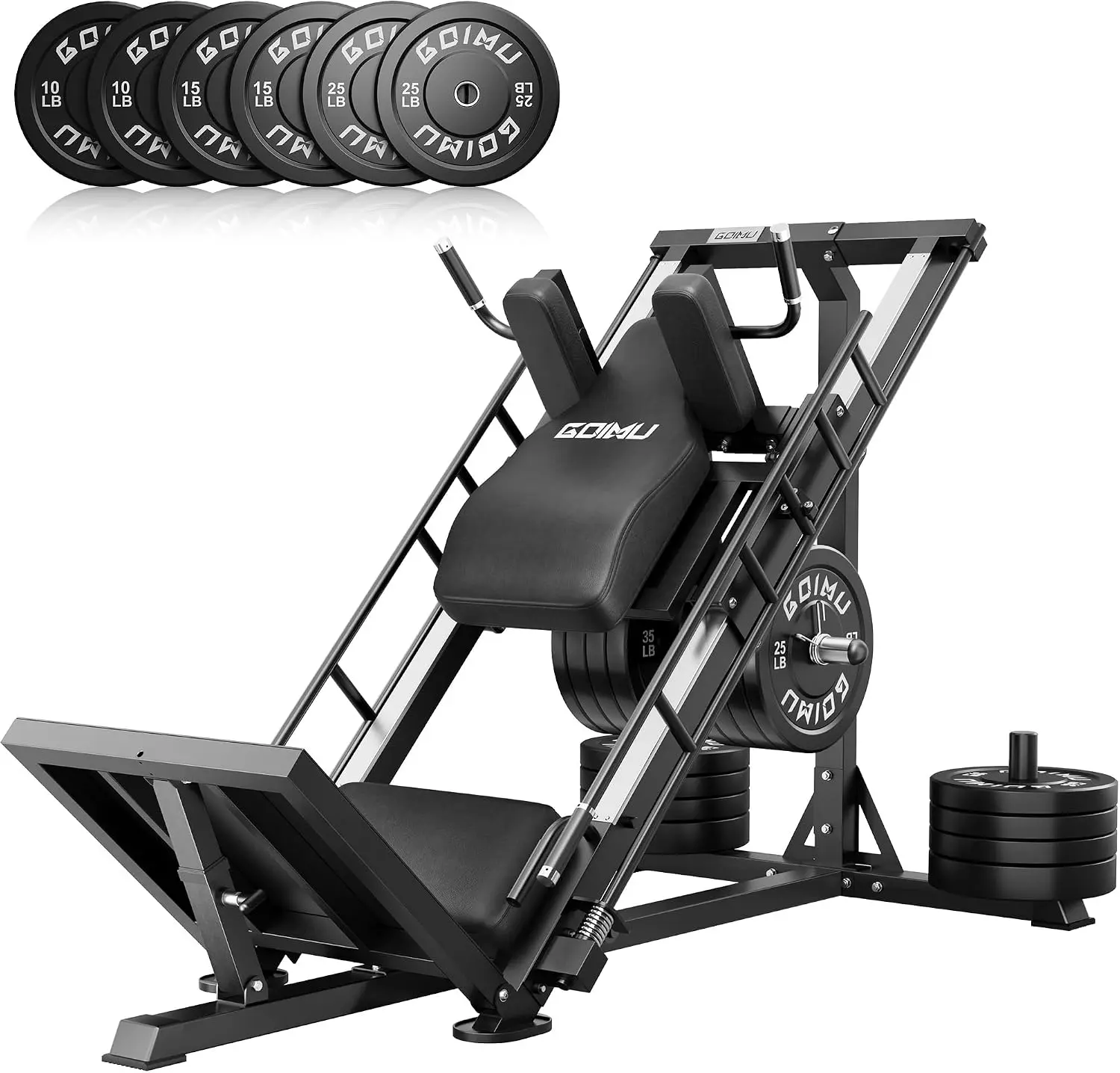 Leg Press Hack Squat Machine with Back Support Cushion, 3 in 1 Adjustable Leg Press Machine with Quad Track Roller System, Hack Squat Machine