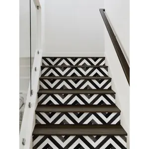 Chevron Striped Wood Peel and Stick Stair Riser Strips