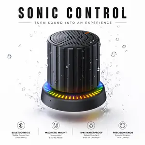Portable magnetic Bluetooth speaker, equipped with practical knob control, IPX5 waterproof function, suitable for bathrooms, camping, and outdoor scenarios. The magnet attachment is firm, the sound quality is clear and loud, and the battery life is long.
