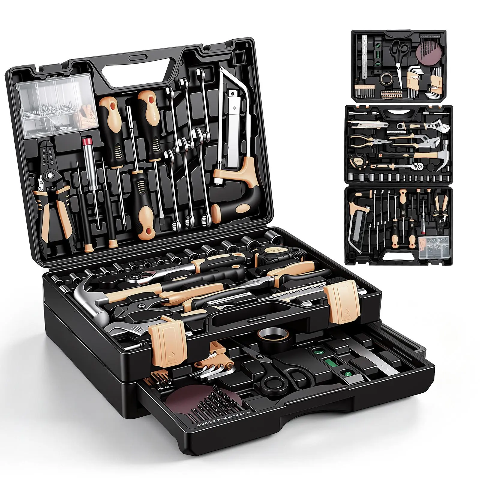 VEVOR Tool Kit 394-Piece General Household Tool Kit for Home Maintenance, For Everyday House Repairs and DIY Projects, with Portable Storage Case, High-Quality Steel, with Hammer, Wrench, Pliers,toolupgrade