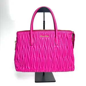 Pre-owned miu miu Pink Ruched Lambskin Handbag, Base Length 32cm, No Accessories, N22988348 hd
